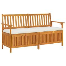 Banc de rangement avec coussin 148 cm Bois d'acacia solide