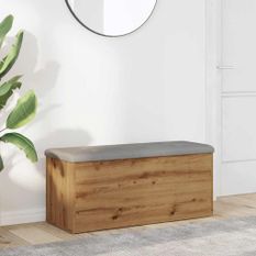 Banc de rangement chêne artisanal 102x42x45cm bois d'ingénierie