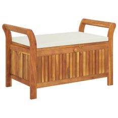 Banc de rangement de jardin avec coussin 91 cm Bois d'acacia