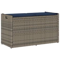 Banc de rangement extérieur coussin gris 100 cm résine tressée