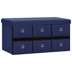 Banc de rangement pliable Bleu 76x38x38 cm Faux lin 2