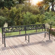 Banc double de jardin 246 cm Noir Acier