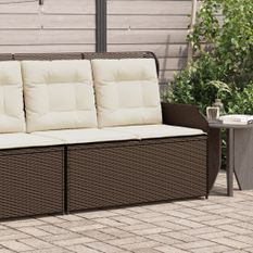 Banc inclinable de jardin avec coussins marron résine tressée