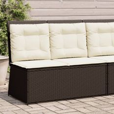 Banc inclinable de jardin avec coussins marron résine tressée