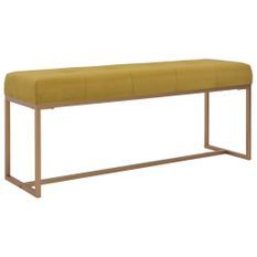 Banc moderne velours moutarde et pieds métal doré Kissy 120 cm