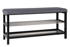 Banc PADOVA gris avec coussin et étagères