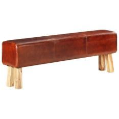 Banc saut de cheval 160 cm Marron Cuir véritable et manguier