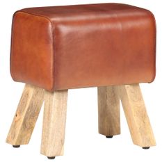 Banc saut de cheval 38 cm Marron Cuir véritable et manguier