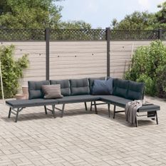 Bancs de jardin avec coussins lot de 4 acier enduit de poudre