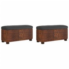 Bancs de rangement 2 pcs avec coussin marron 69 cm quenouille