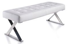 Banquette capitonnée similicuir et pieds acier inoxydable Lony