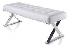 Banquette capitonnée tissu et pieds acier inoxydable Lony