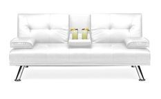 Banquette lit simili cuir blanc 110x200 cm avec coussins Barfly