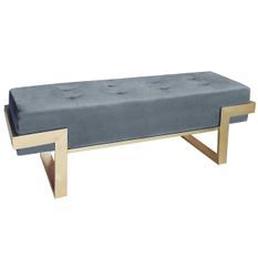 Banquette velours argenté et pieds métal doré Tanina