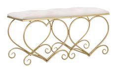 Banquette velours crème pieds métal doré design Heart