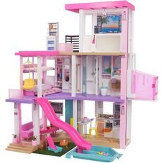 Barbie - Coffret maison de reve Barbie, 3 niveaux, lumieres et sons et + de 75 accessoires - Accessoire Poupée Mannequin - Des 3 ans
