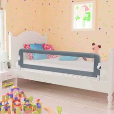Barrière de de sécurité de lit enfant Gris 150x42 cm Polyester