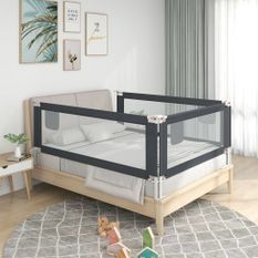 Barrière de sécurité de lit d'enfant Gris foncé 120x25 cm Tissu