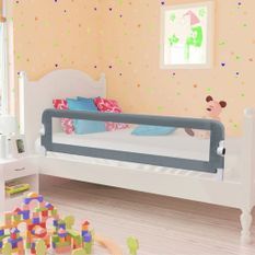 Barrière de sécurité de lit enfant Gris 120x42 cm Polyester 2