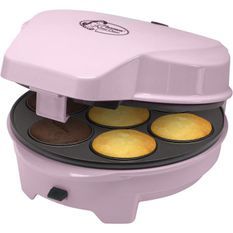 Bestron Machine a cake 3 en 1 au design rétro, Avec 3 plaques de cuisson interchangeables, 700 Watts, Couleur: rose