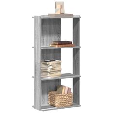 Bibliothèque à 3 niveaux sonoma gris 60x30x120 cm