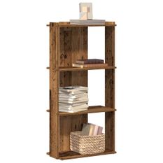 Bibliothèque à 3 niveaux vieux bois 60x30x120cm bois ingénierie