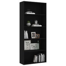 Bibliothèque à 5 niveaux Noir 80x30x189 cm