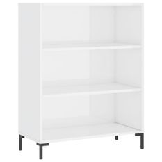 Bibliothèque blanc brillant 69,5x32,5x90 cm bois d'ingénierie