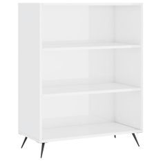 Bibliothèque blanc brillant 69,5x32,5x90 cm bois d'ingénierie