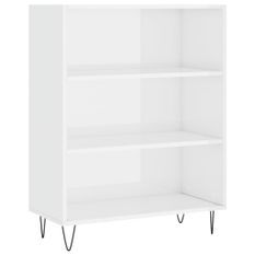 Bibliothèque blanc brillant 69,5x32,5x90 cm bois d'ingénierie