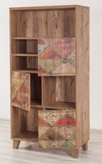 Bibliothèque bois marron clair avec motifs colorés Mastra 80 cm