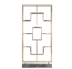 Bibliothèque BREISACH – Art déco, acier doré, verre & socle marbre noir