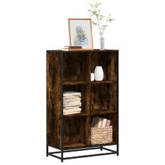 Bibliothèque chêne fumé 65,5x33x107,5 cm bois d'ingénierie