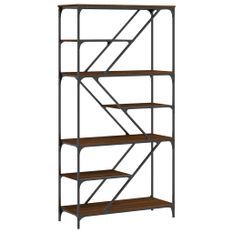 Bibliothèque chêne marron 91x36x176 cm bois ingénierie et acier