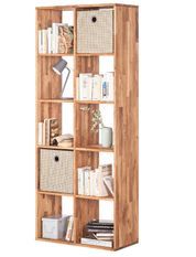 Bibliothéque en bois de chêne massif 10 compartiments Moby 187 cm