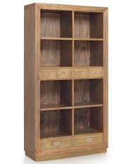 Bibliothèque en bois massif de Mindy naturel 6 tiroirs 8 compartiments Mazari 100 cm