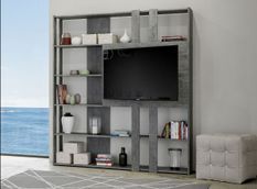 Bibliothèque et meuble TV gris ciment Bamka 178 cm