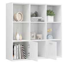 Bibliothèque étagère en bois Valika 98 cm - 7 niches 2 portes