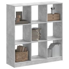 Bibliothèque gris béton 102x32x108 cm bois d'ingénierie