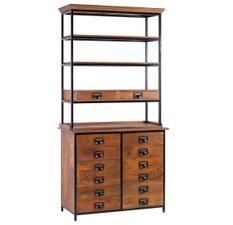 Bibliothèque industrielle TOUKA en bois de manguier et fer noir