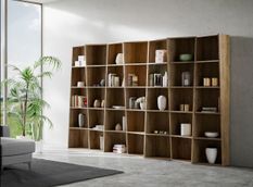 Bibliothèque moderne déstructurée en bois Brika