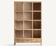 Bibliothèque modulable BRECEY – Style colonial, bois d’orme recyclé brun clair