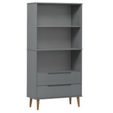 Bibliothèque MOLDE Gris 85x35x170,5 cm Bois massif de pin