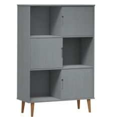 Bibliothèque MOLDE Gris 90x35x133,5 cm Bois massif de pin