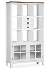 Bibliothèque provençale bois massif de mindi blanc et marron Kirest 110 cm