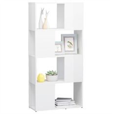 Bibliothèque/Séparateur de pièce Blanc brillant 60x24x124,5 cm