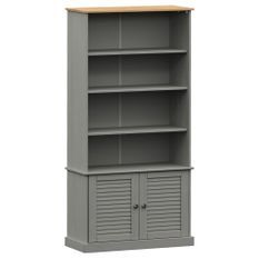 Bibliothèque VIGO gris 85x35x170 cm bois massif de pin