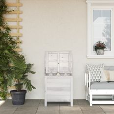 Boîte de rangement de jardin blanc bois massif de sapin