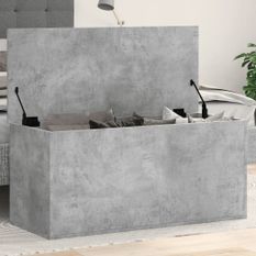 Boîte de rangement gris béton 100x42x46 cm bois d'ingénierie