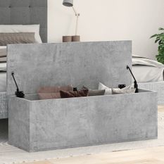 Boîte de rangement gris béton 102x35x35 cm bois d'ingénierie